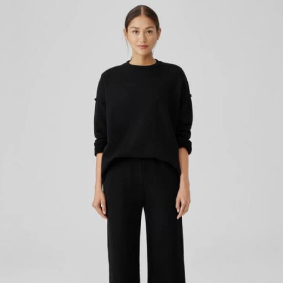 NWT EILEEN FISHER ORGANIC COTTON FRENCH TERRY BOX TOP_BLACK_XL_$148 - Picture 1 of 4